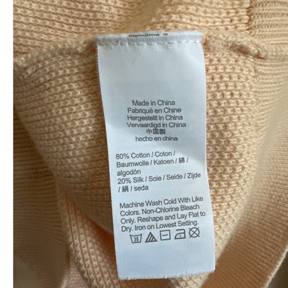 NEW J Crew Silk Cotton Pique Stitch Light Pale Pink Peach Crewneck Sweater Large - Picture 4 of 5